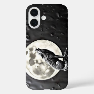 howling wolf canine full moon iPhone 16 case