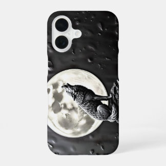 howling wolf canine full moon iPhone 16 case