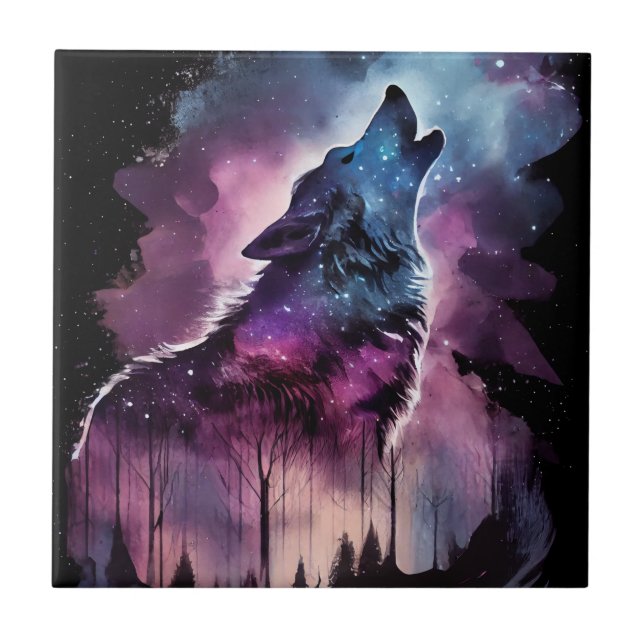 Howling Wolf Ceramic Tile (Front)