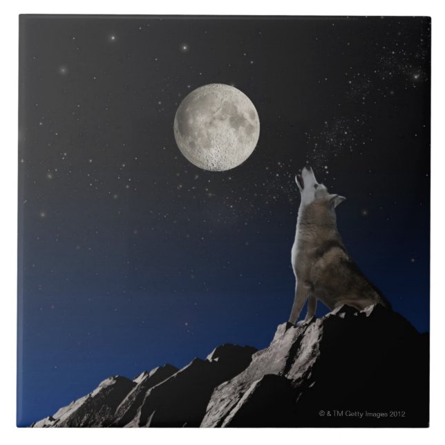 Howling Wolf Ceramic Tile (Front)