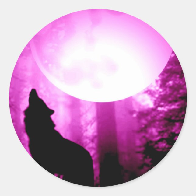 Howling Wolf Classic Round Sticker (Front)