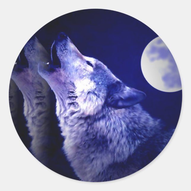 Howling Wolf Classic Round Sticker (Front)