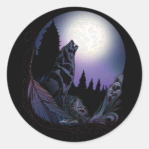 Howling Wolf Classic Round Sticker