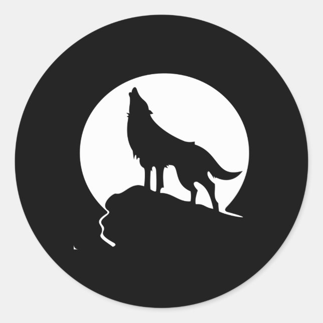 Howling Wolf Classic Round Sticker (Front)