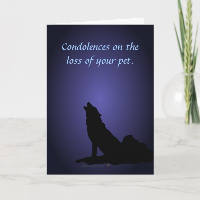 Howling Wolf Condolences Pet Sympathy Card (Front)