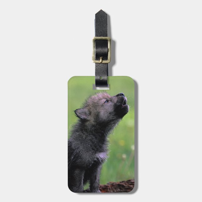 Howling Wolf Cub Luggage Tag (Front Vertical)