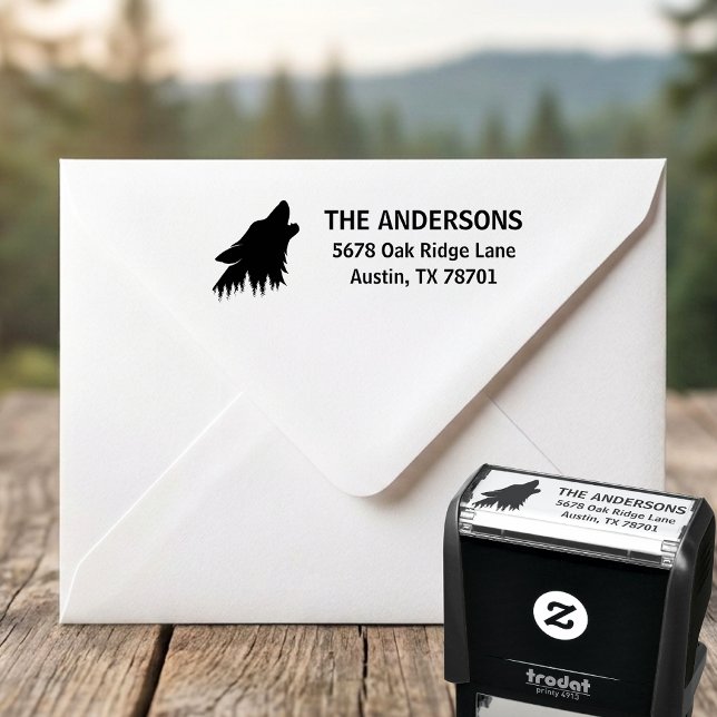 Howling Wolf Custom Return Address Self-inking Stamp (Creator Uploaded)