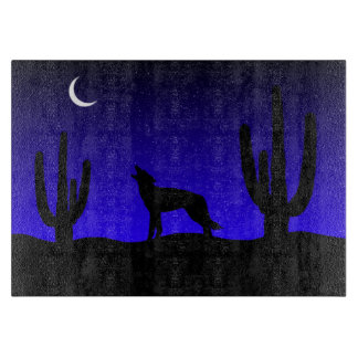 Howling Wolf Desert Night Silhouette Cutting Board