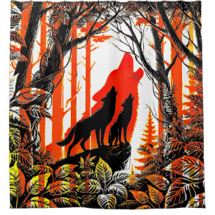 Howling Wolf Design Shower Curtain