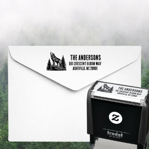 Howling Wolf Family Name Return Address Self-inking Stamp