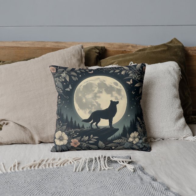 Howling Wolf  Foliage  Cushion (Creator Uploaded)