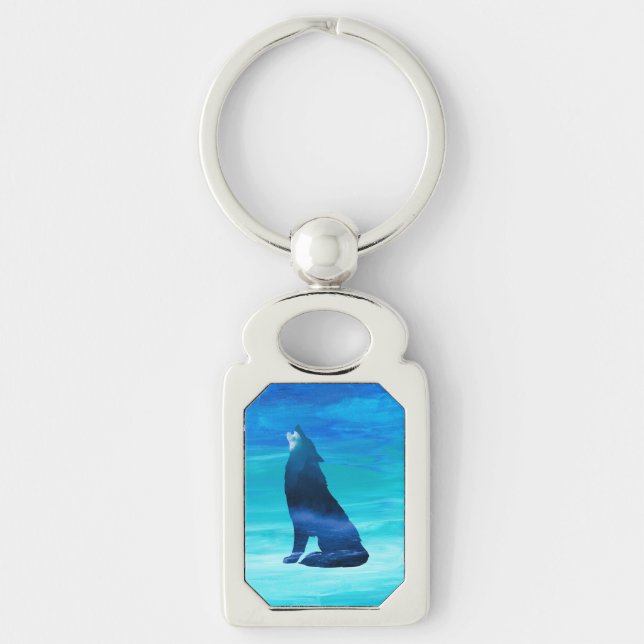 Howling Wolf for Wolf Lovers  Key Ring (Front)
