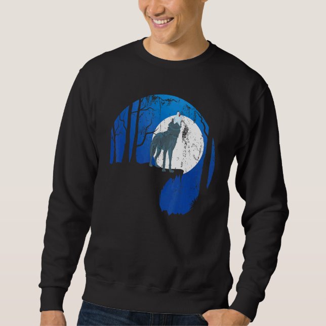 Howling Wolf Full Moon Forest Predator Animal Wolf Sweatshirt (Front)