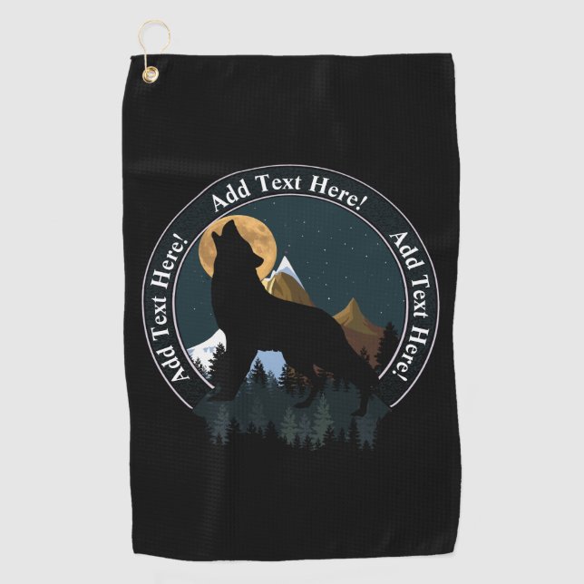 Howling Wolf Full Moon Golf Towel (Front)
