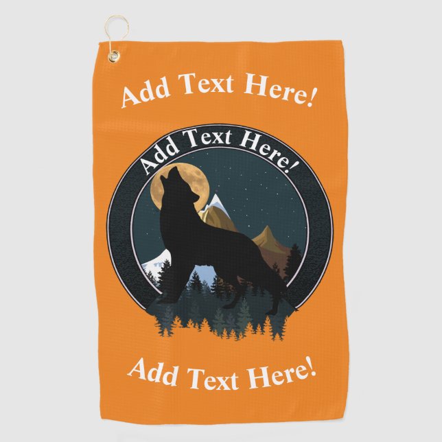 Howling Wolf Full Moon Golf Towel (Front)