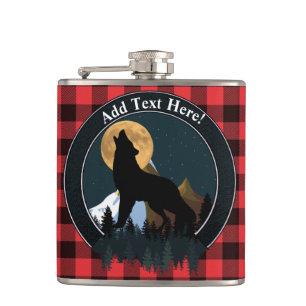 Howling Wolf Full Moon Hip Flask