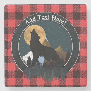 Howling Wolf Full Moon Stone Coaster