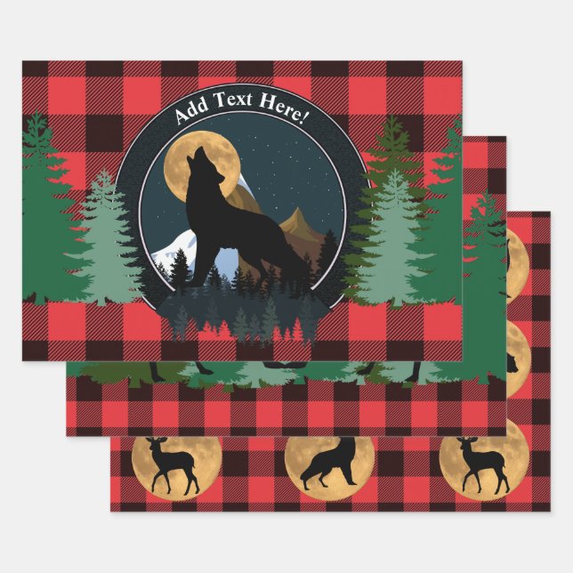 Howling Wolf Full Moon Wrapping Paper Sheet (Set)