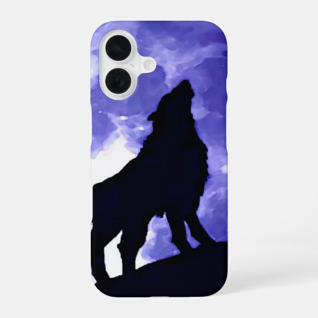 Howling Wolf & Fullmoon iPhone 16 Case (Back)