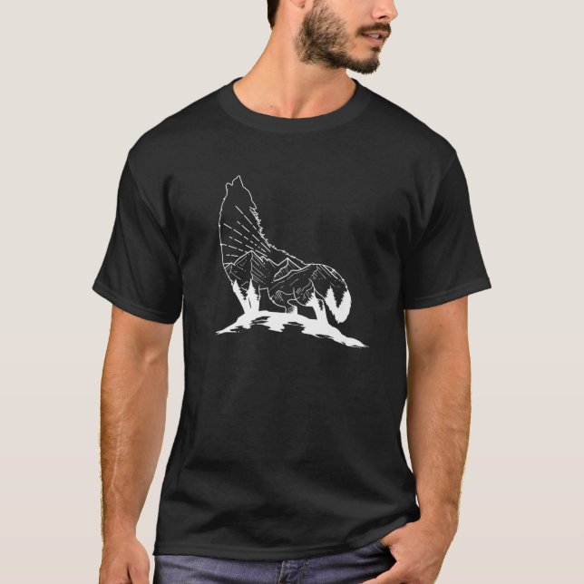 Howling Wolf Gift Outdoors T-Shirt (Front)