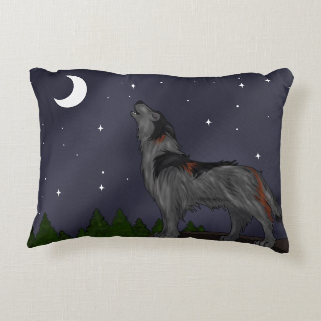Howling Wolf (Grey) Decorative Cushion (Back)