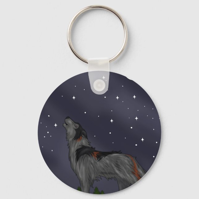 Howling Wolf (Grey) Key Ring (Front)