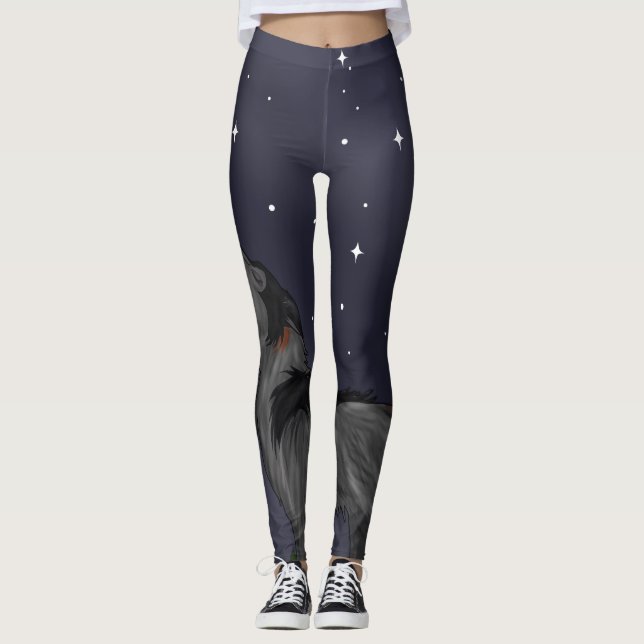 Howling Wolf (Grey) Leggings (Front)