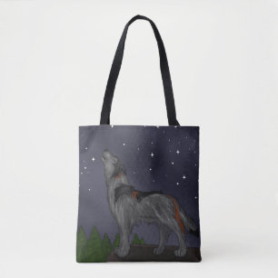 Howling Wolf (Grey) Tote Bag