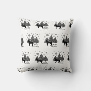 Howling Wolf Happy Howlidays Leopard Pattern Snow Cushion