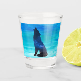 Howling Wolf, Howling Dog in Double Exposure Shot Glass