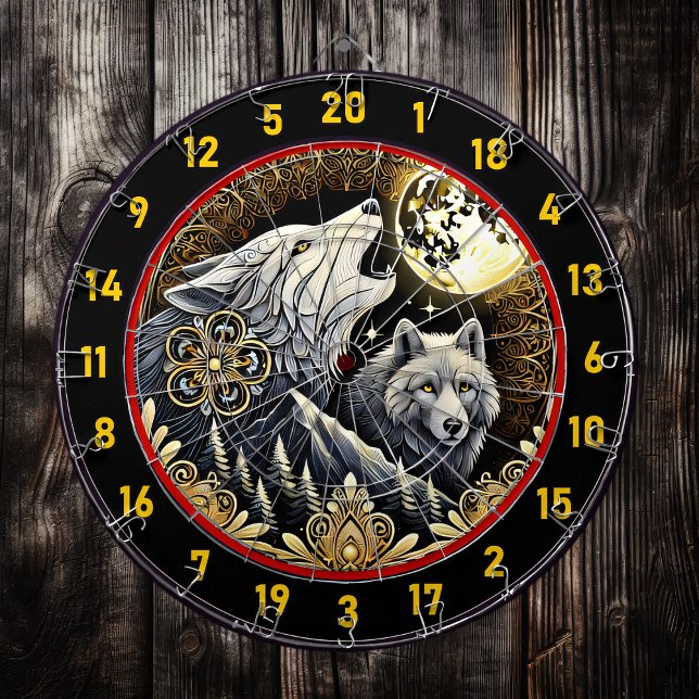 Howling Wolf Illuminates Strength And Freedom Dartboard (Creator Uploaded)
