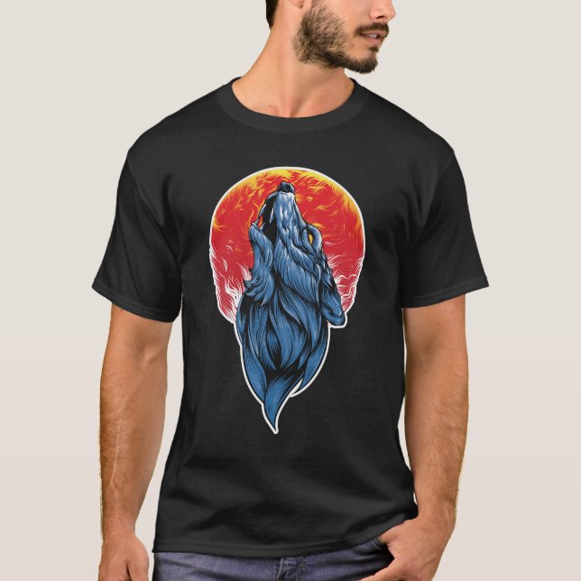 Howling Wolf Illustration T-Shirt (Front)