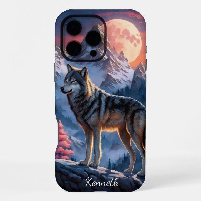 Howling Wolf in Moonlight Night iPhone Case (Back)