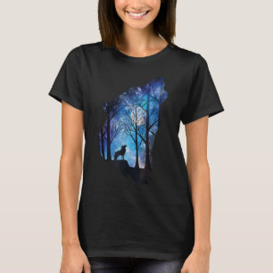 Howling Wolf in The Moon Sky Galaxy Wolf Wild Anim T-Shirt