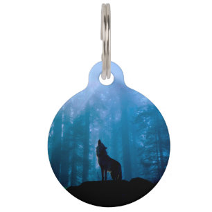 Howling Wolf in Wilderness Pet Tag