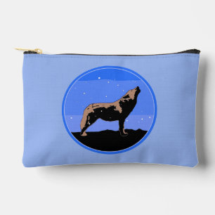 Howling Wolf in Winter - Original Wildlife Art Accessory Pouch