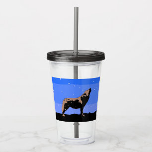 Howling Wolf in Winter - Original Wildlife Art Acrylic Tumbler