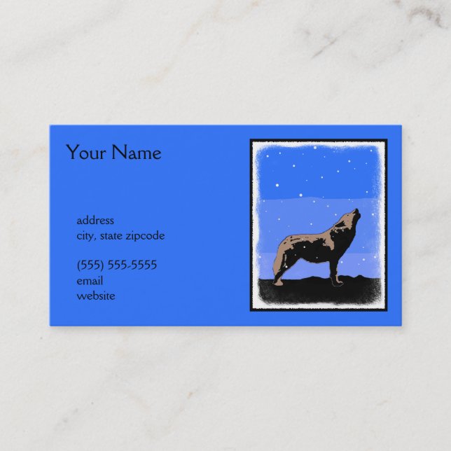 Howling Wolf in Winter  - Original Wildlife Art Business Card (Front)