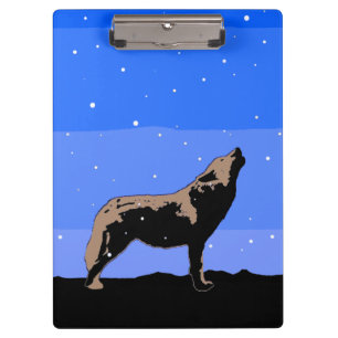 Howling Wolf in Winter - Original Wildlife Art Clipboard