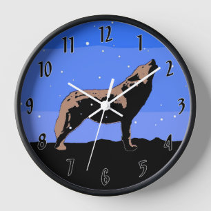 Howling Wolf in Winter - Original Wildlife Art Clock