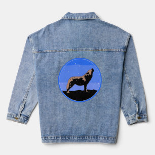 Howling Wolf in Winter - Original Wildlife Art Denim Jacket