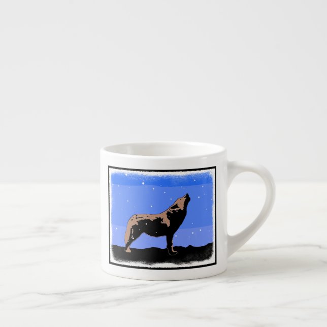 Howling Wolf in Winter  - Original Wildlife Art Espresso Cup (Right)