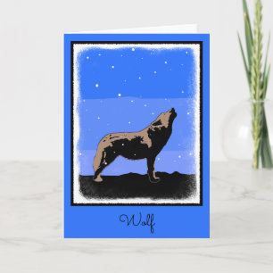Howling Wolf in Winter  - Original Wildlife Art Holiday Card