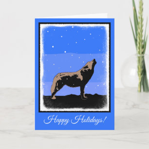 Howling Wolf in Winter  - Original Wildlife Art Holiday Card