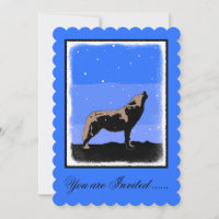Howling Wolf in Winter  - Original Wildlife Art
