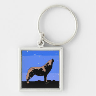 Howling Wolf in Winter  - Original Wildlife Art Key Ring