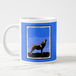 Howling Wolf in Winter - Original Wildlife Art Large Coffee Mug
