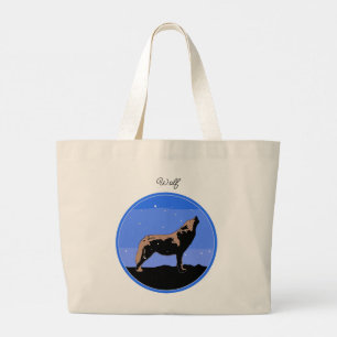 Howling Wolf in Winter - Original Wildlife Art Large Tote Bag