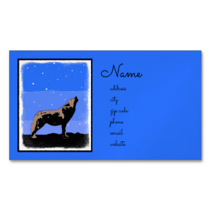Howling Wolf in Winter - Original Wildlife Art Magnetic Business Card