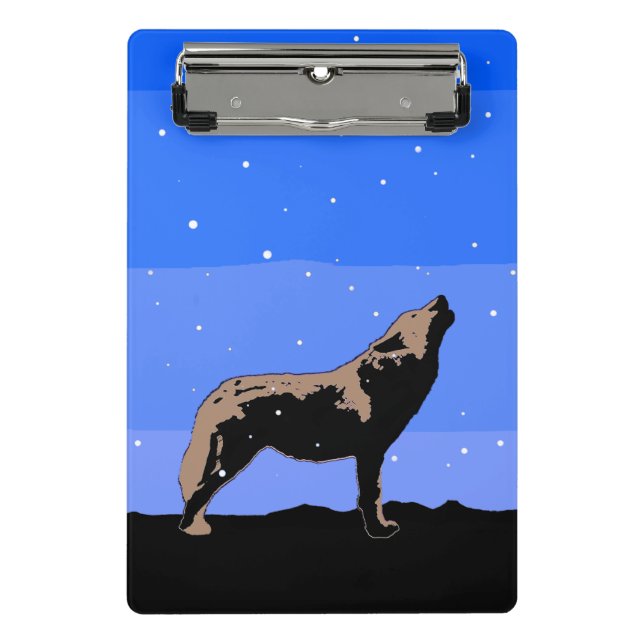 Howling Wolf in Winter  - Original Wildlife Art Mini Clipboard (Front)